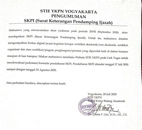 Prosedur Pendaftaran Surat Keterangan Pendamping Ijazah Skpi