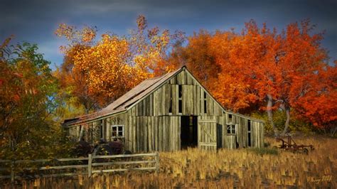 Autumn Barn D Young Art Digital Art Buildings And Architecture