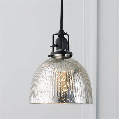 Ribbed Dome Mercury Glass Shade Pendant Light Over The Tables Love This With The Black Dark