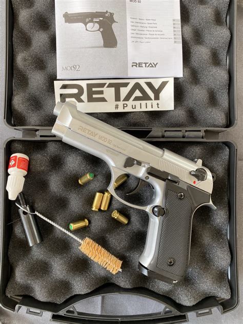 Retay Mod92 Baretta Blank Gun Chrome Pepper Pistol For Sale Safety Pro