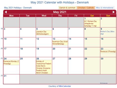 May 2021 Calendar With Holidays Printable