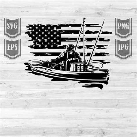 US Kayak Fishing Svg File Kayaking Svg Fishing svg | Etsy