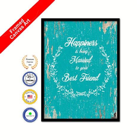 Happiness Is Being Married To Your Best Friend Framed Canvas White Picture Art 2499 Picclick