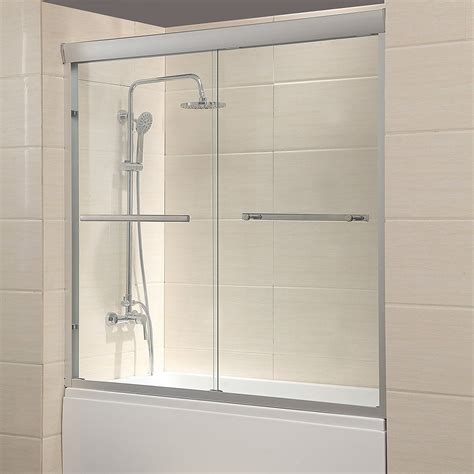 60 Framed 1 4 Clear Glass 2 Sliding Bath Shower Door Brushed Nickel Finish