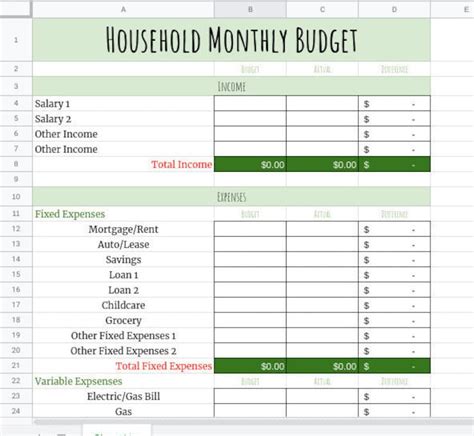 Monthly Budget Excel Spreadsheet Plmave