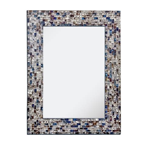 Multi Colored And Silver Luxe Mosaic Glass Framed Wall Mirror