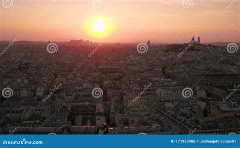 Aerial France Paris Sacre Coeur Basilica August 2018 Sunset 30mm 4k