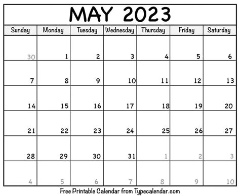 Calendar May 2023 Printable