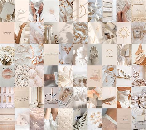 Cream Aesthetic Wall Collage Kit Cream Beige Collages Boujee Etsy