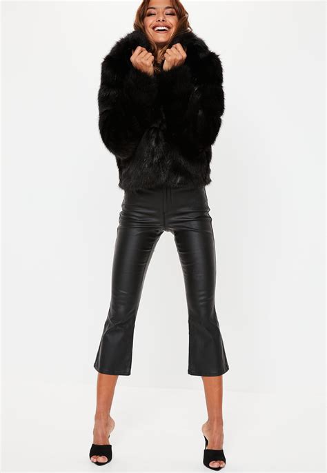 missguided black premium cropped faux fur jacket lyst