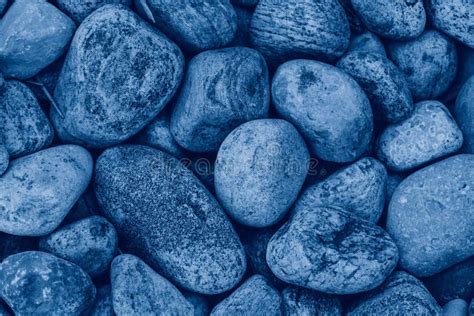Closeup Macro Of Big Huge Large Blue Stones Rocks Pebbles Lying On