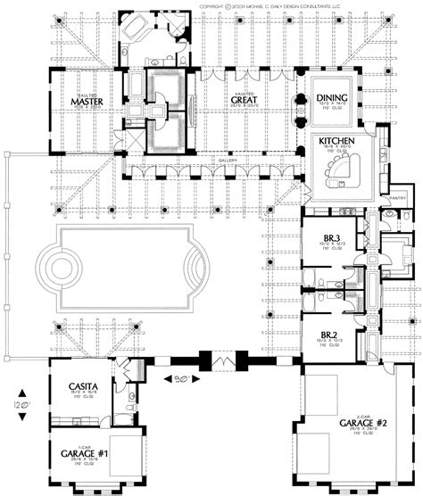 Luxury home with 6 bdrms 7100 sq ft floor plan 107 1085. Spanish House Plans with Courtyard Spanish Hacienda House ...