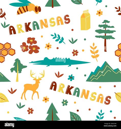 Usa Collection Vector Illustration Of Arkansas Theme State Symbols