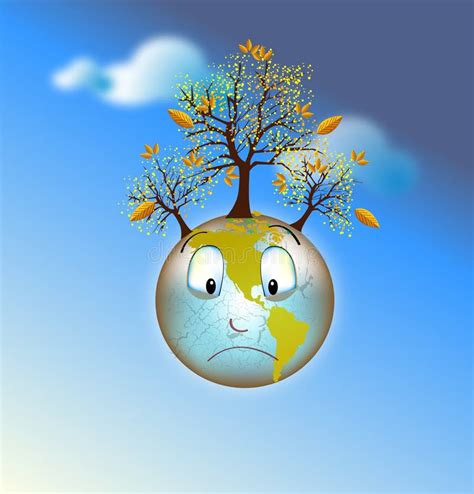Sad Earth Dying Stock Vector Image Of Space Leaf Seasons 3367363