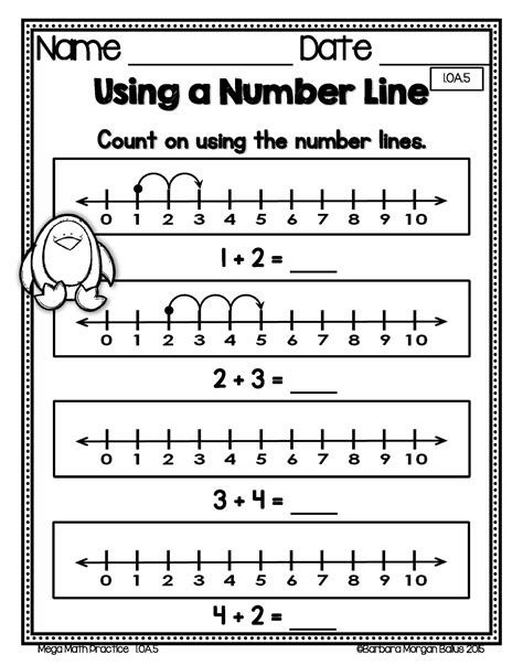 Number Line Addition To 10 Worksheet