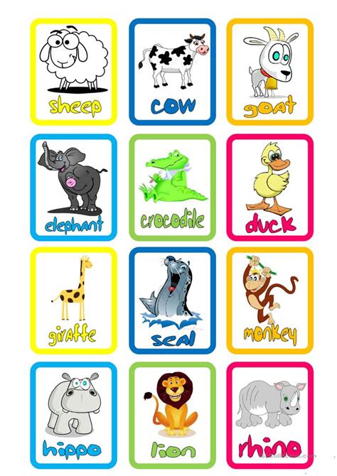 Use free farm animal printables to develop language skills. Animal Flashcards worksheet - Free ESL printable ...
