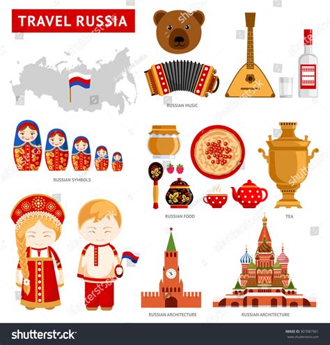 Travel Russia Set Icons Russian Architecture Stock Vector 307087961