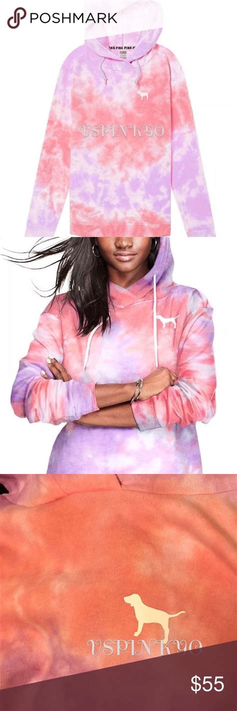 Victorias Secret Pink Tie Dye Crossover Hoodie L New With Tag Vs Pink