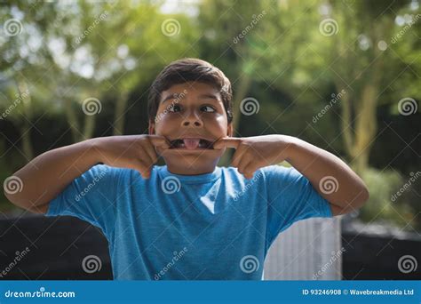 Playful Boy Teasing At Park Stock Photo Image Of Outdoors Park 93246908