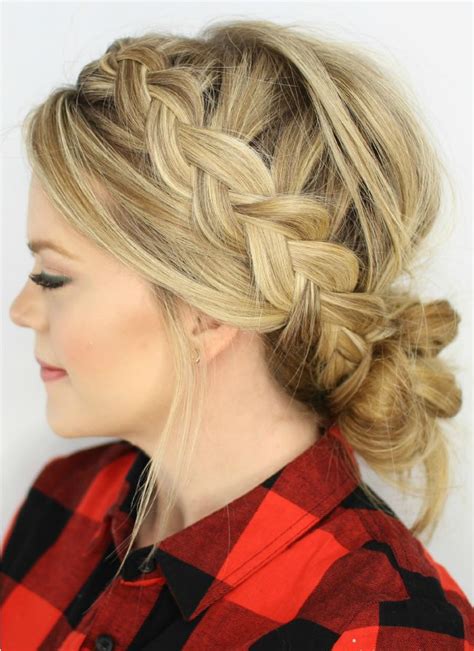 Dutch Braids And Low Messy Bun Side Bun Hairstyles Bridesmaid Hair Hair Tutorial