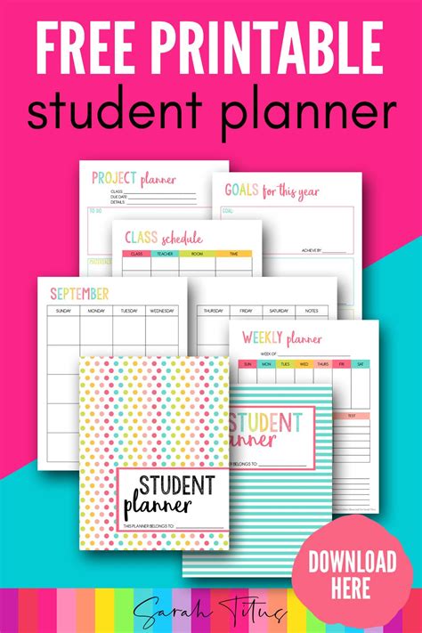 Printable Student Planner 46 Pages Student Planner Printable
