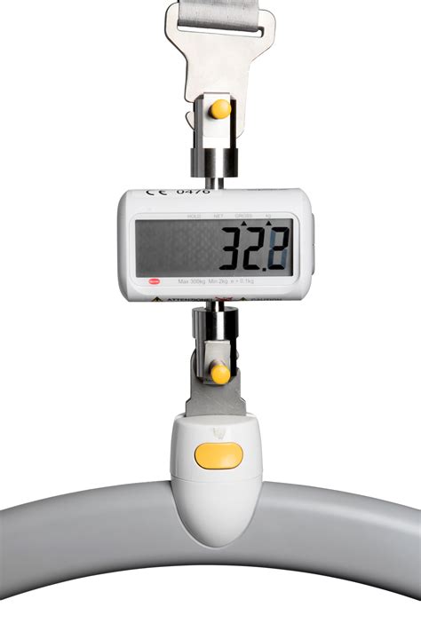 Digital scale for weighing patients placed in a sling suspended from a ceiling lift or mobile 