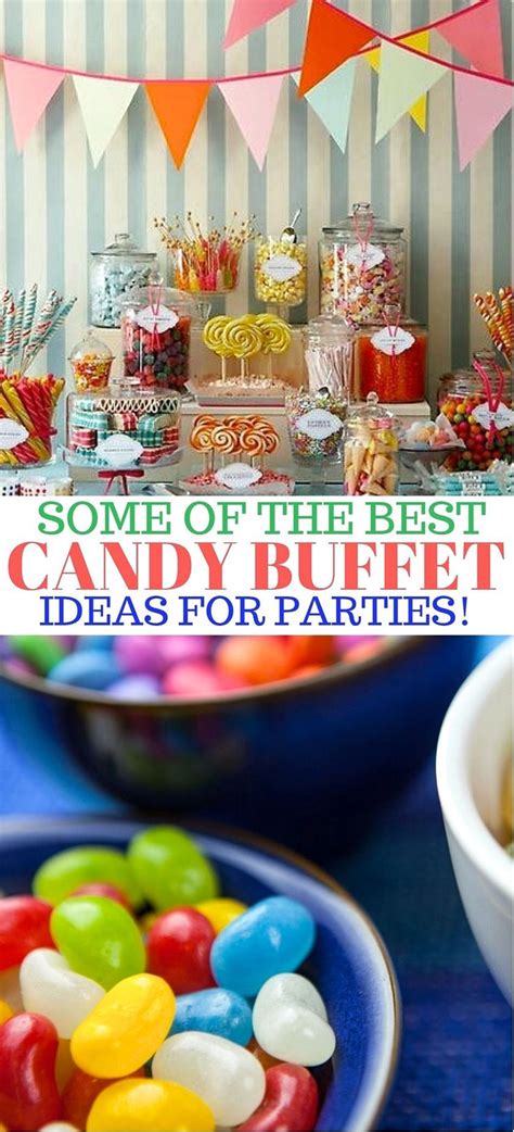 some candy buffets and candies on a table