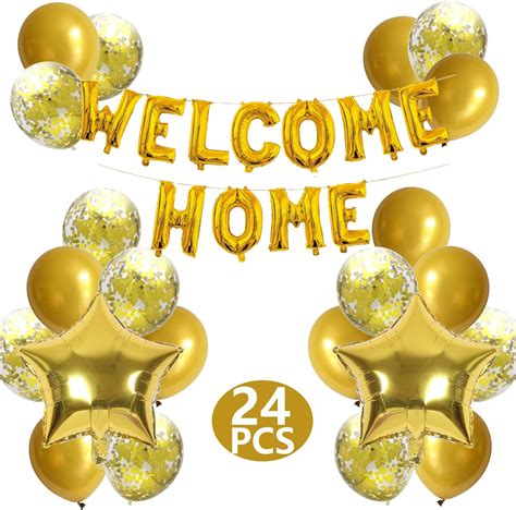 Jumdaq Welcome Home Letter Balloon Banner With Star Sequin