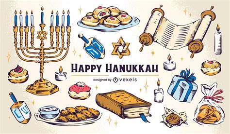 Hanukkah Element Illustration Set Vector Download