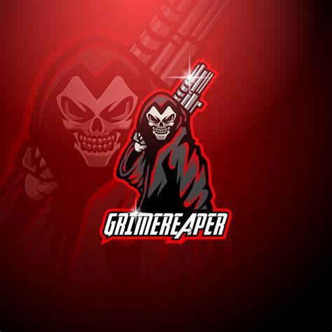 Grim Reaper Esport Mascot Logo Holding Gun By Visink