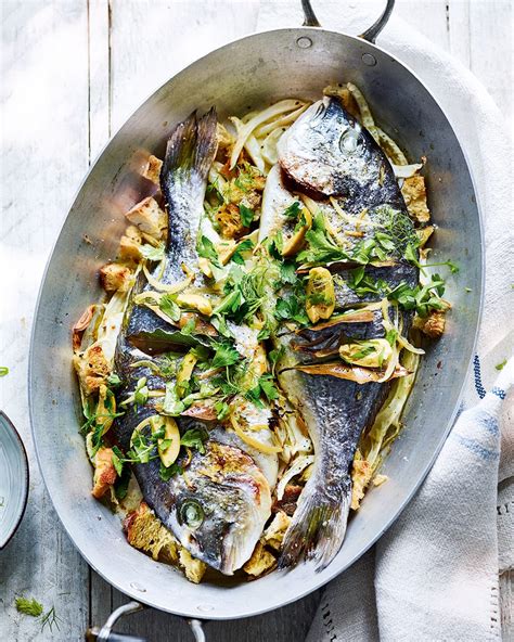 Roast Sea Bream With Fennel Sourdough And Preserved Lemons Delicious