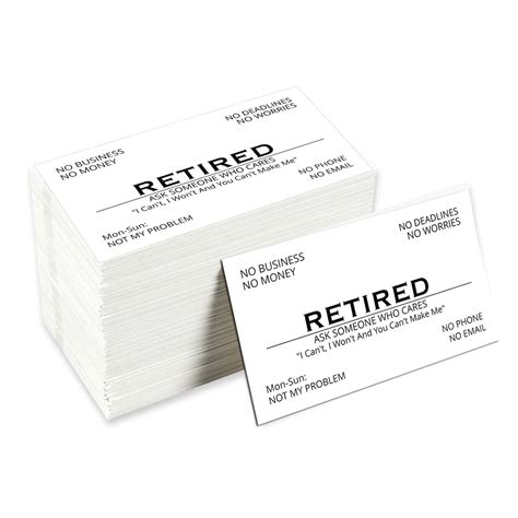 Funny Retirement Business Cards 25 Humorous Novelty T For Etsy