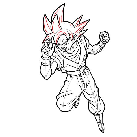 How To Draw Goku Super Saiyan God Step By Step Sketchok