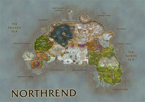 World Of Warcraft Northrend Map High Quality A3 A2 Or A1 Etsy