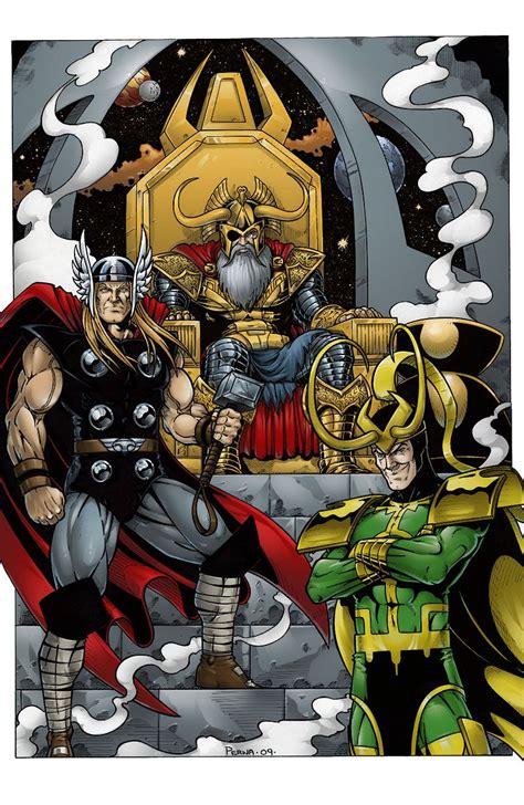 Thor Odin Loki Colored By ~maverikelf On Deviantart Marvel Avengers