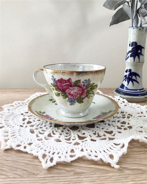 Mother Of Pearl Tea Cup And Saucer Etsy Canada
