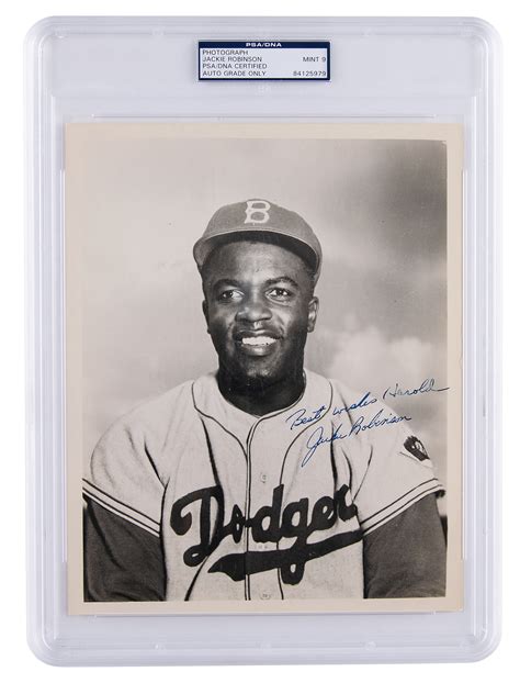 Jackie Robinson Signed Photograph Psa Mint 9 Sold For 7629 Rr Auction