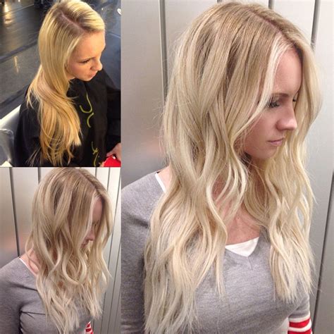 brassy yellow blonde with brown ends turned into a beautiful creamy blonde color correction