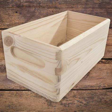 Wooden Open Decorative Storage Boxes 5 Sizes Small To Large Pinewood Crate Ebay