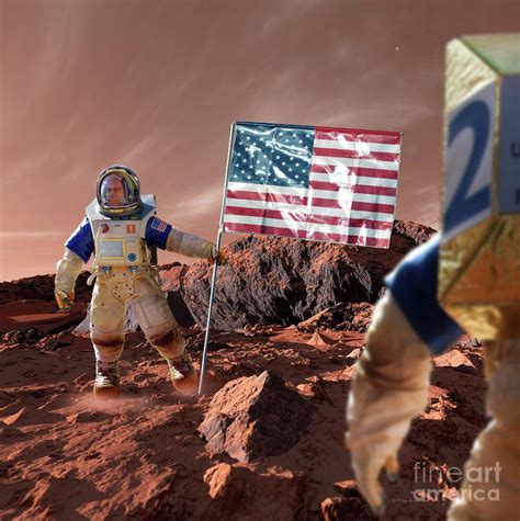 Astronaut On Mars With Us Flag Photograph By Detlev Van Ravenswaay