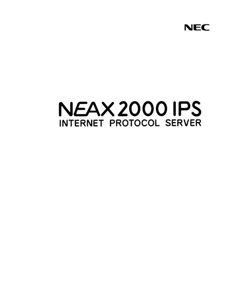 Nec Neax 2000 Ips User Manual 96 Pages