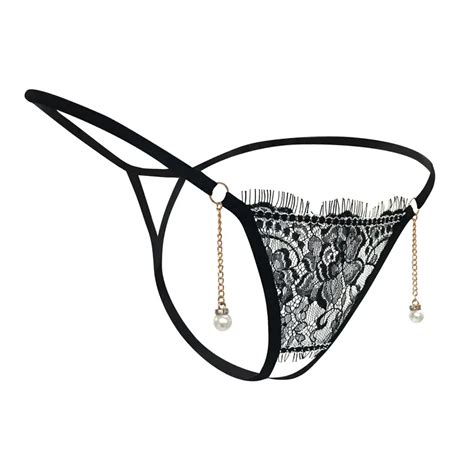 Floral Lace Open Crotch Thong Hollow Faux Pearl Pendant Temu