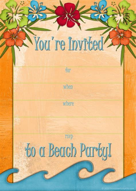 If you and your colleagues wanted to learn something new, a surfing lesson can be your form of partying together. Free Printable Beach Party, Luau and BBQ Invitations ...