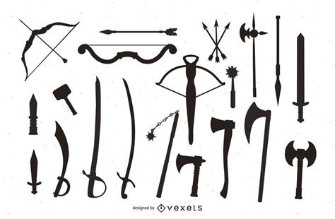 Medieval Weapon Pack Silhouette Vector Download