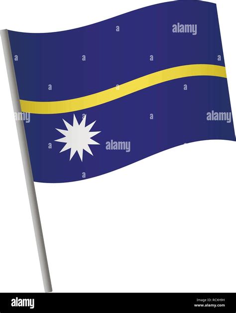 Nauru Flag Icon National Flag Of Nauru On A Pole Vector Illustration