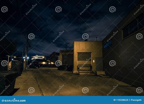 Scary Dark City Chicago Alley At Night Stock Photo Image Of