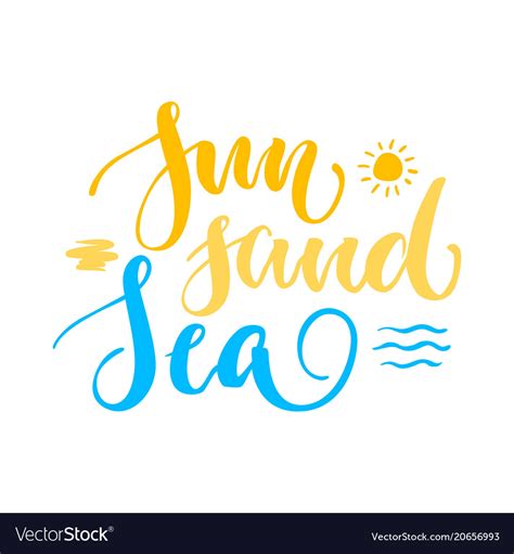Sun Sand Sea Lettering Isolated Royalty Free Vector Image