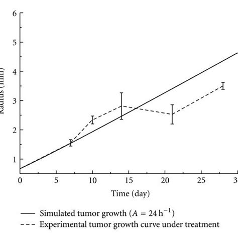 Tumor Growth Curve Of The Experimental Measurements Versus The