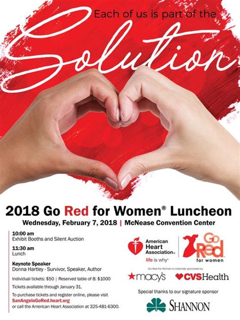 Tickets On Sale For 2018 Go Red Luncheon
