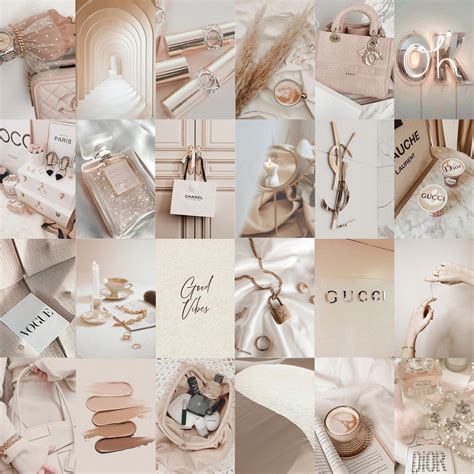Soft Beige Wall Collage Kit Aesthetic Nude Neutral Cream My XXX Hot Girl